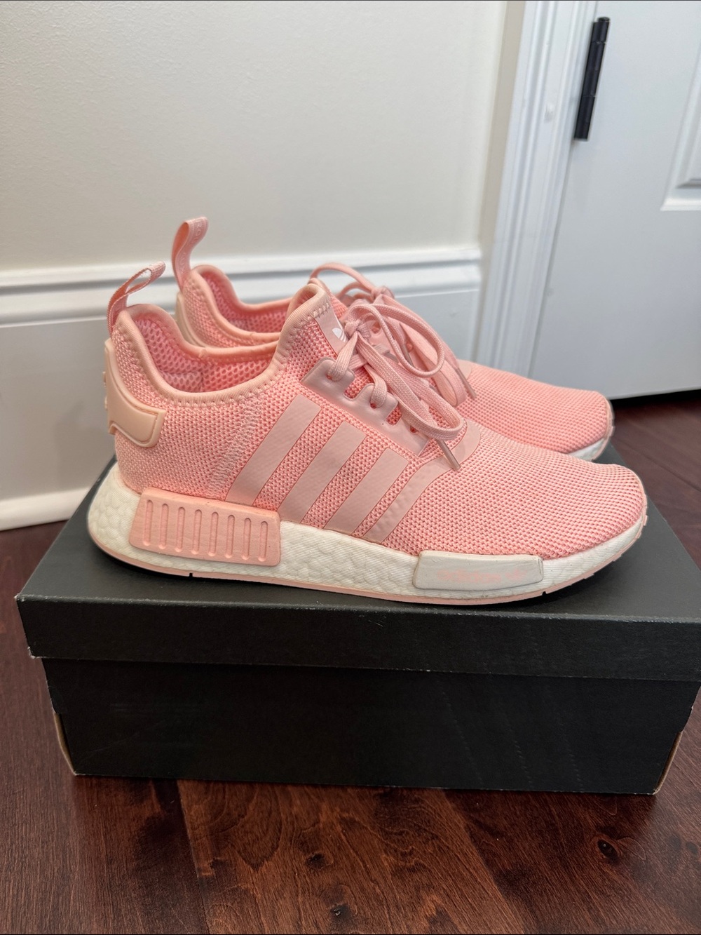 Adidas NMD R1 Pink Sneakers Running Shoes Workout Trainers, Youth size 6
